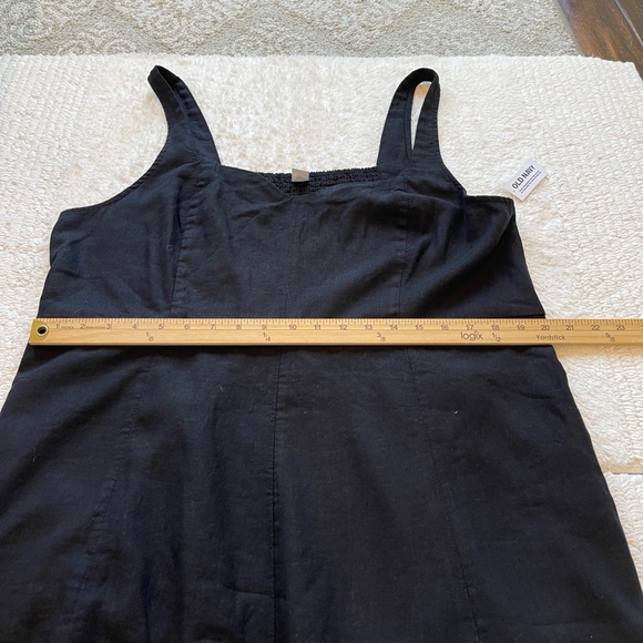 Old Navy Dress Women's XXL Babydoll Linen Blend Sleeveless Midi Pockets Black - Picture 12 of 14
